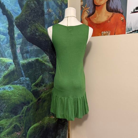 licorice green ruffle hem mini dress y2k retro summer casual - Picture 3 of 5